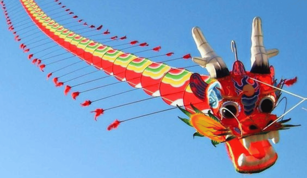 Dragon Kite Chinese Dragon Kite against a blue sky
