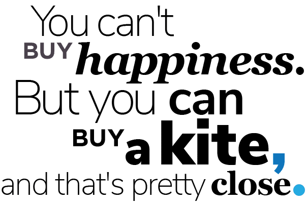 You can't buy happiness but you can buy a kite, and that's pretty close.